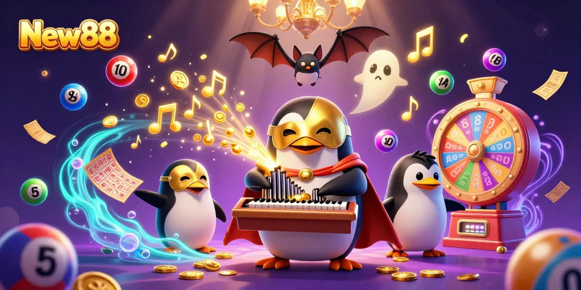 Experience New88's exciting gaming atmosphere with a vibrant 3D casino illustration showcasing thrilling elements.