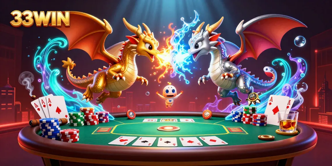 Spin the 33WIN slots and experience thrilling dragon-themed action in a vibrant casino scene.