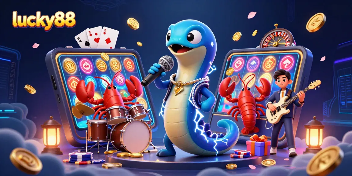 Experience the thrilling lucky88 slot vibes with animated casino characters performing amidst a vibrant underwater stage.