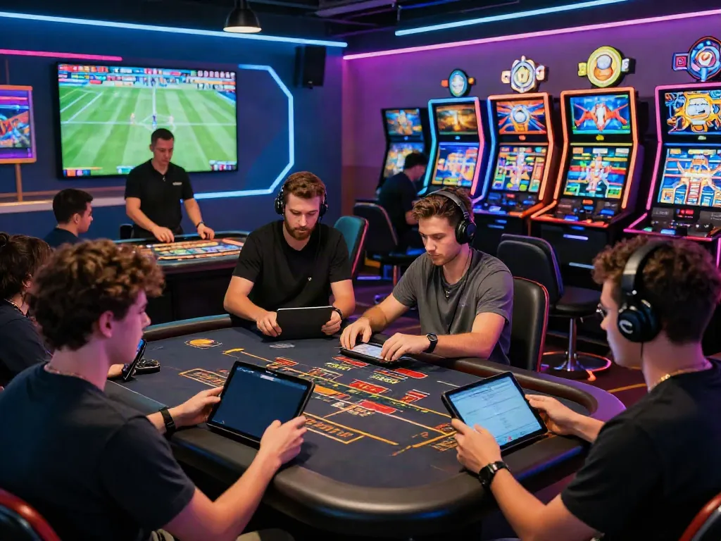 Engaging online gaming experience at H19, showcasing diverse players in live casino and sports betting settings.