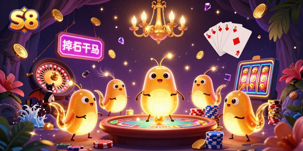 S8 glimmering casino scene with glowworms and a bat dealer lights up the cave