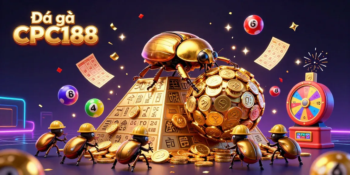 Experience the thrilling action of Đá gà CPC188 with dynamic lottery and casino elements in vibrant detail.