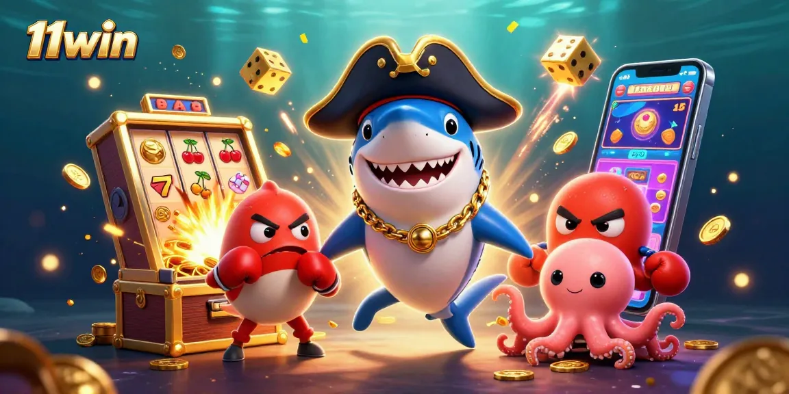 Engage in thrilling entertainment at 11win with a vibrant illustration of dynamic casino elements.