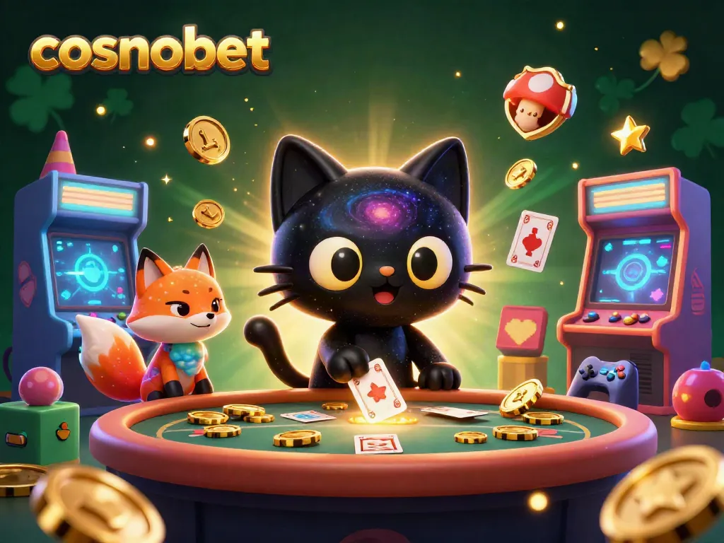 Spin to win at Cosmobet with a cosmic casino experience featuring a black hole cat and vibrant game elements.