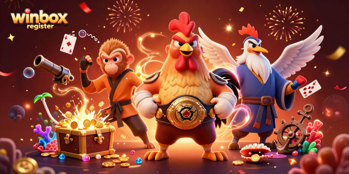 Winbox register account with festive gaming imagery and dynamic characters in a vibrant casino scene.