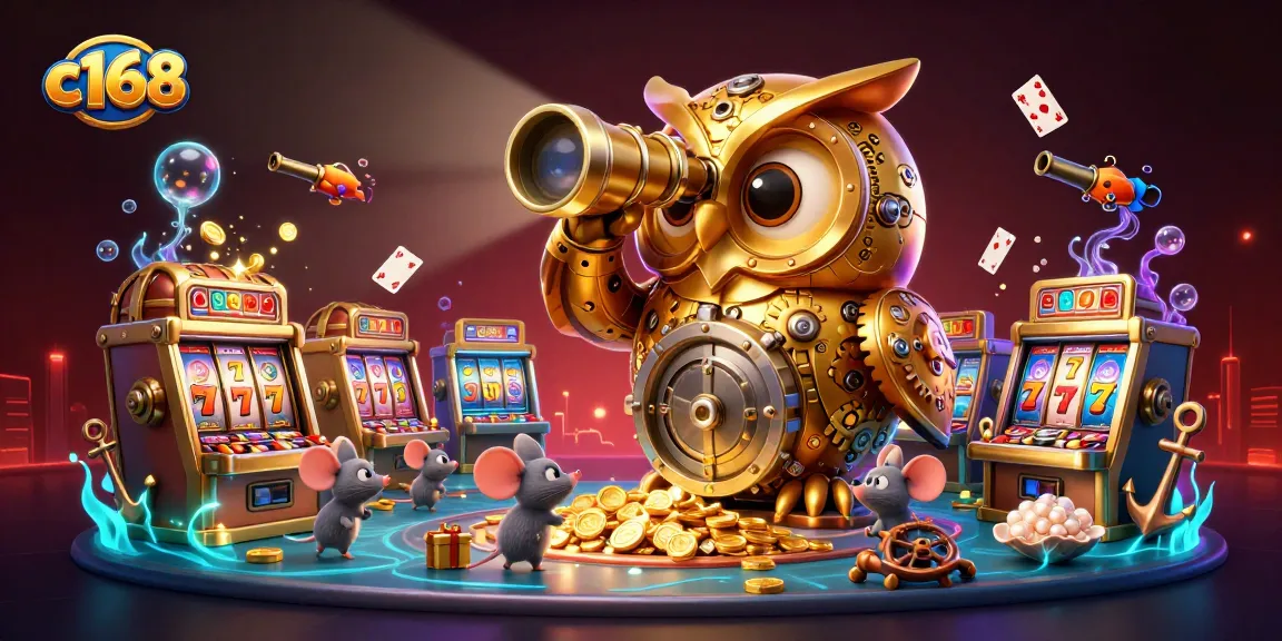 Engage in thrilling gameplay at c168 with a golden owl guardian and vibrant game elements.