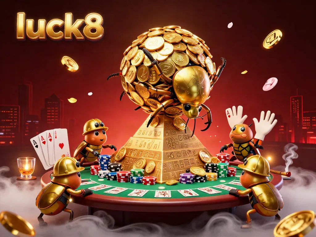 Experience excitement with luck8 and vibrant casino elements in a stunning illustration.