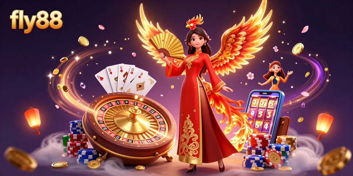 Engage with fly88's thrilling casino experience featuring vibrant characters and dynamic gaming elements.