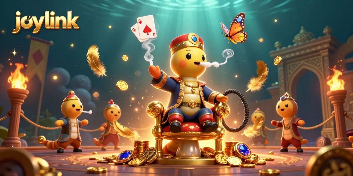 Catch exciting poker hand vibes with joylink while blowing smoke rings in an enchanting casino scene.
