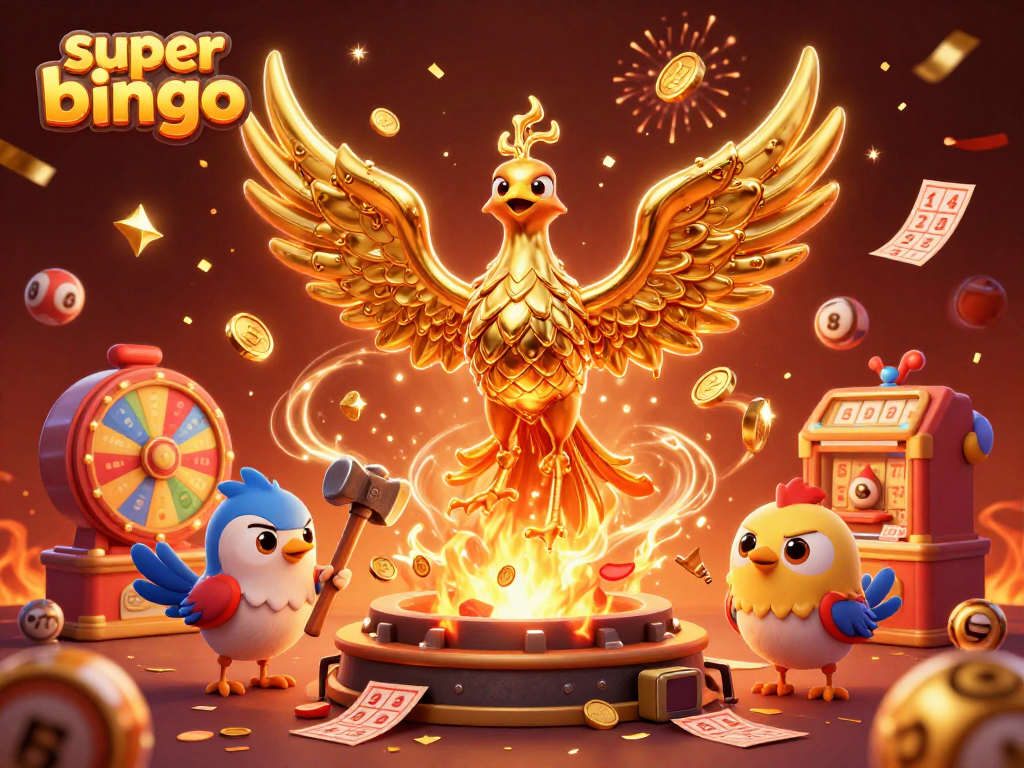 Win big with Super Bingo as golden phoenix and lucky numbers create a thrilling atmosphere.