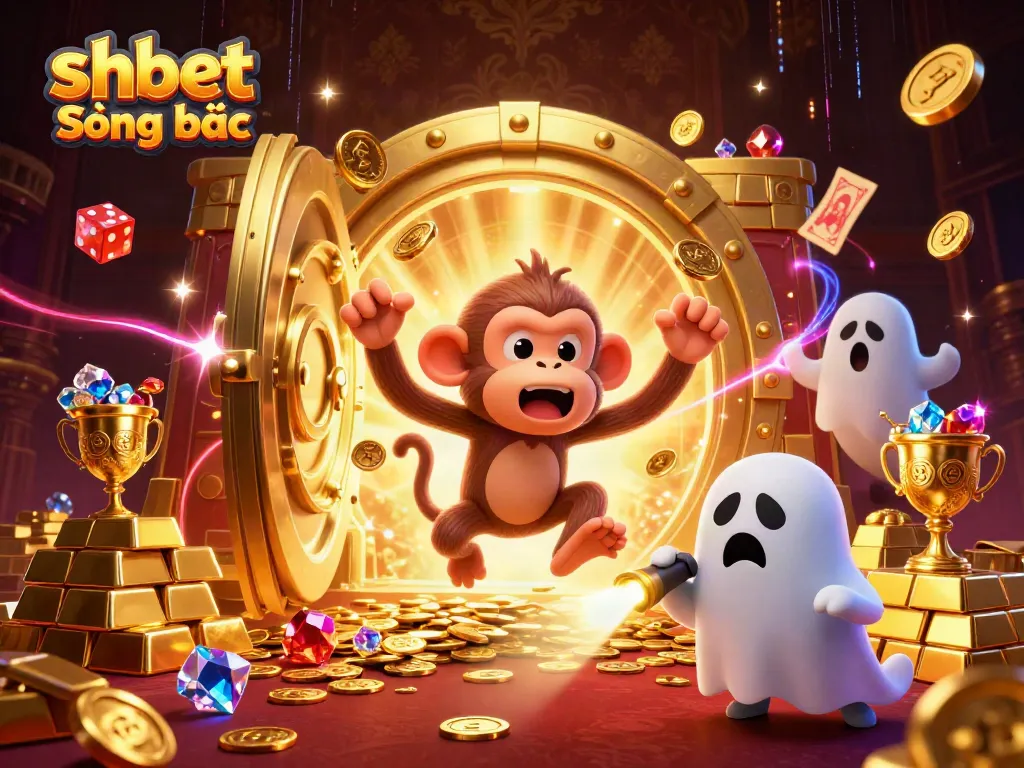 Experience the magic of shbet Sòng bạc with a playful poltergeist monkey and ghost-hunter puppy amid treasures.