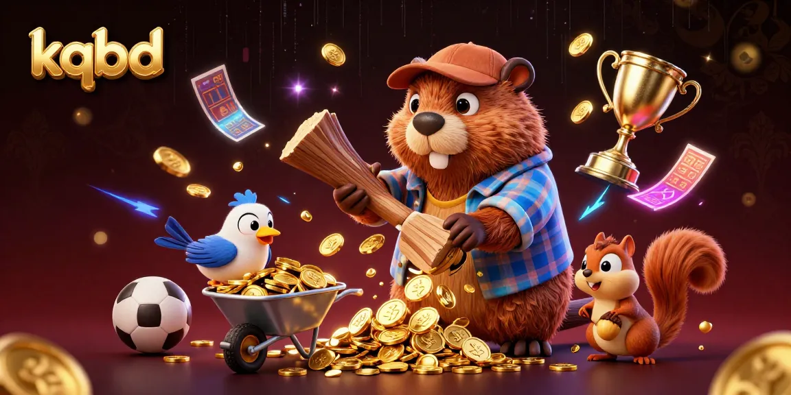 Place bets on kqbd with engaging sports-themed elements featuring beavers and vibrant gold.