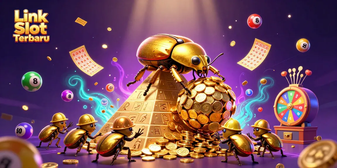Experience the excitement of Link Slot Terbaru with vibrant lottery elements in a colorful casino scene.