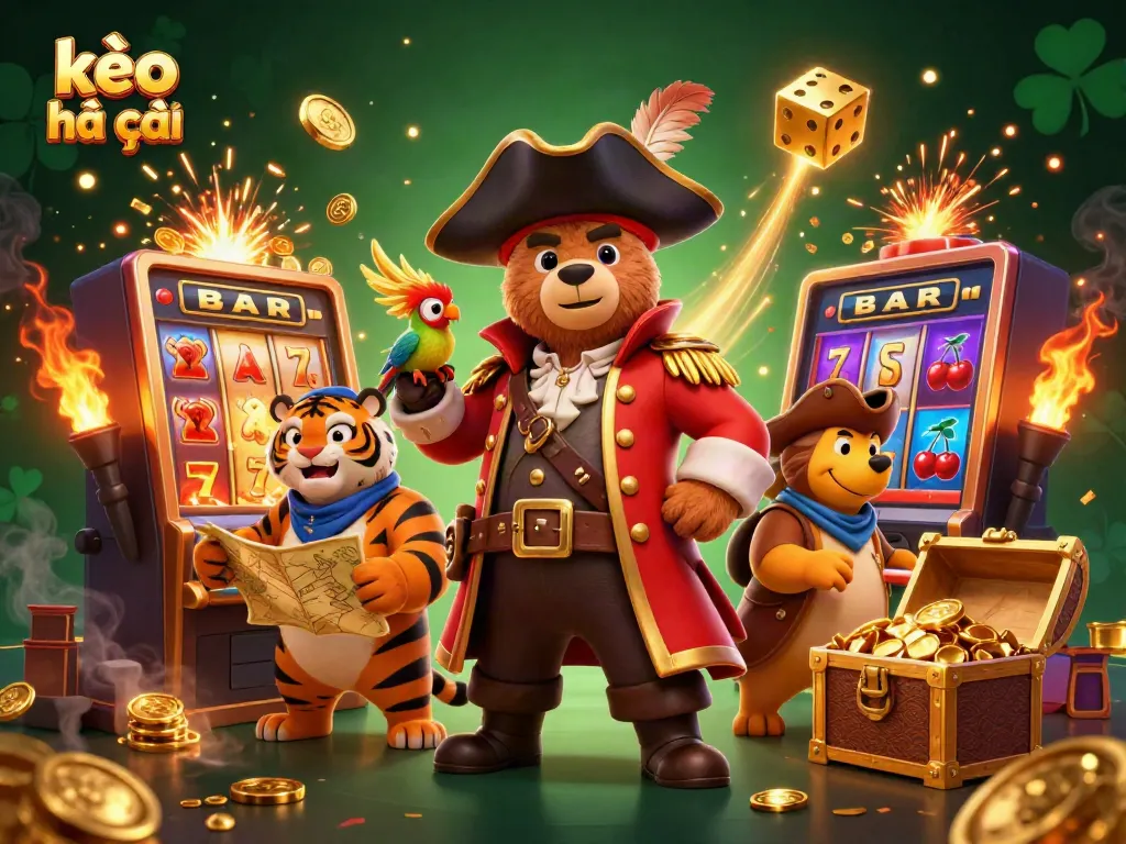 Engage with kèo nhà cái as a cartoon bear captain and tiger first mate uncover casino riches.