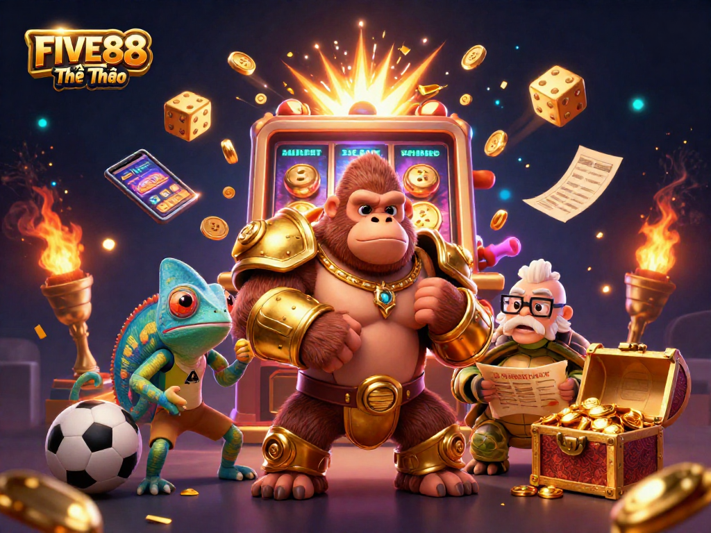 Experience the thrill of betting with FIVE88 Thể Thao, featuring dynamic characters and exciting gaming elements.