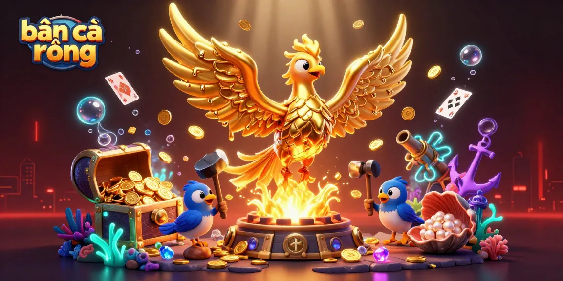 Engage in the thrilling bắn cá rồng game with a molten golden phoenix and dynamic underwater treasures.