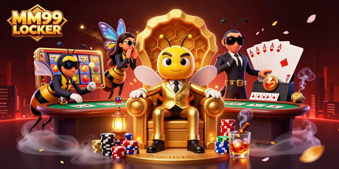 Engage with MM99 LOCKER in an ultra-detailed casino scene featuring a bumblebee mob boss and dynamic gambling elements.