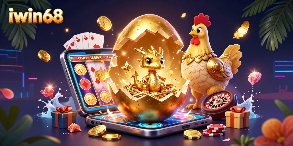 Experience thrilling casino games with iwin68 featuring a golden dragon and exciting game elements.