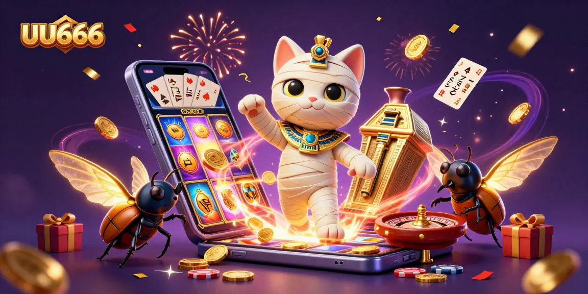 Explore thrilling gaming moments with UU666 in a vibrant pyramid casino scene filled with excitement.