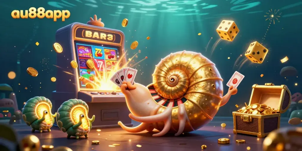 Experience excitement with au88app featuring a 3D nautilus roulette and jackpot elements