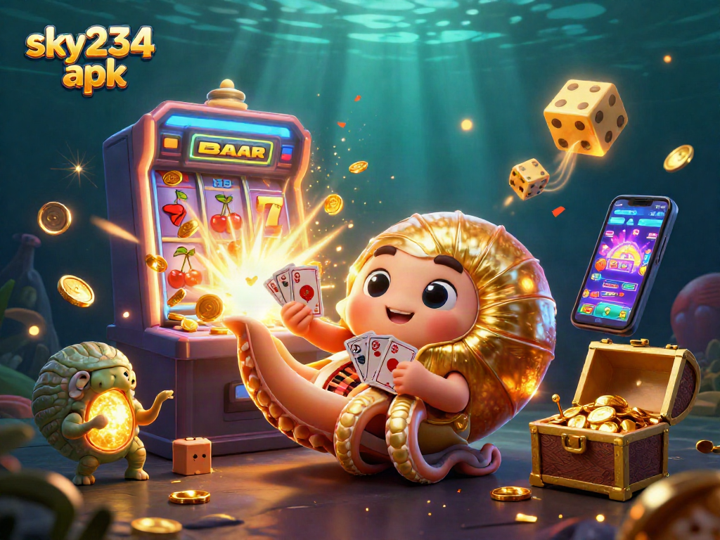 Engage with dynamic casino action in sky234 apk, featuring a revelry of 3D slot machines and classic gaming icons.