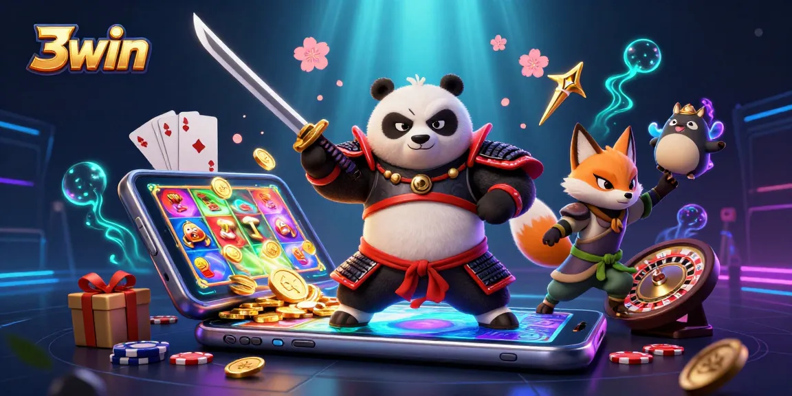 Engage in thrilling moments with 3win where the samurai panda and ninja fox showcase vibrant slot games.