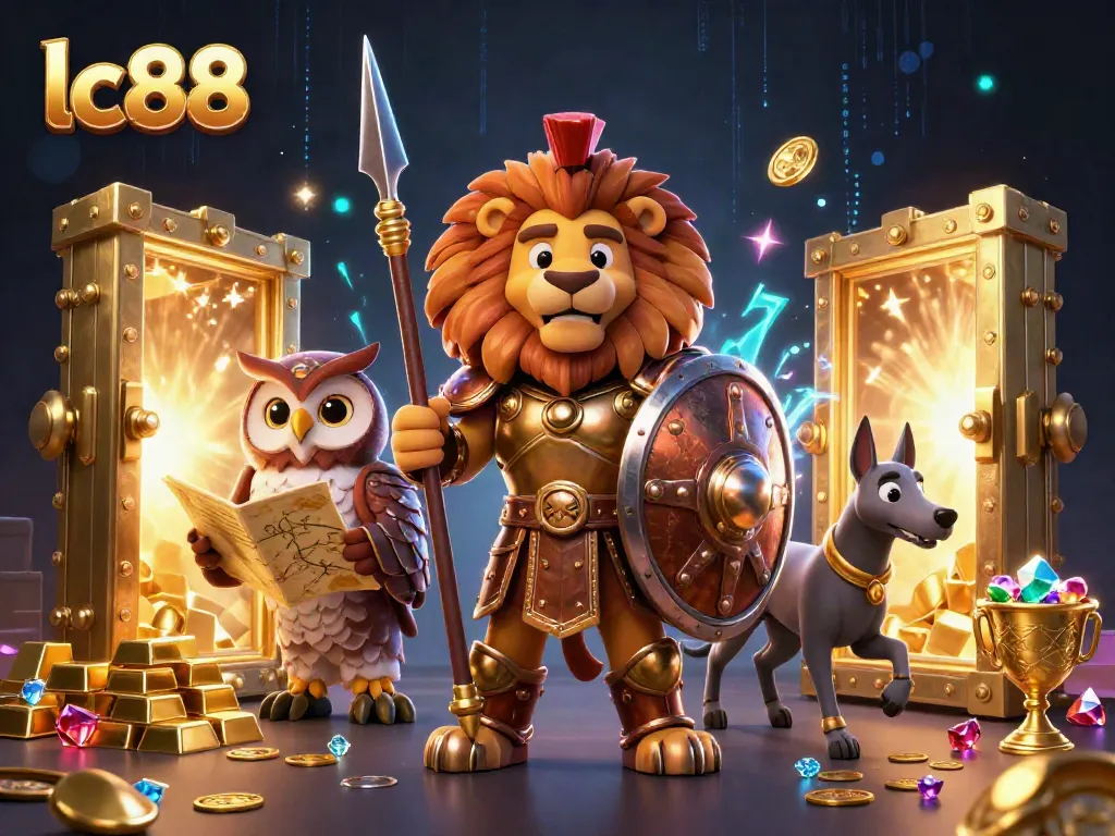 Engage with lc88 through dynamic casino gameplay featuring lions, treasures, and shimmering gems.