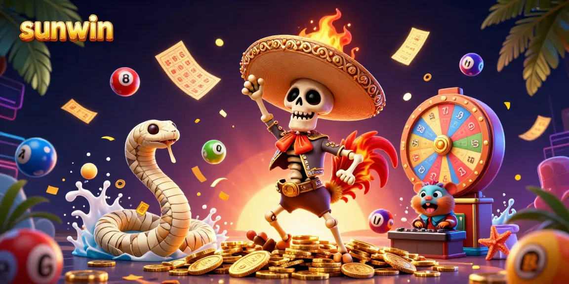 Experience gaming excitement with sunwin's vibrant bingo and lottery celebration scene.
