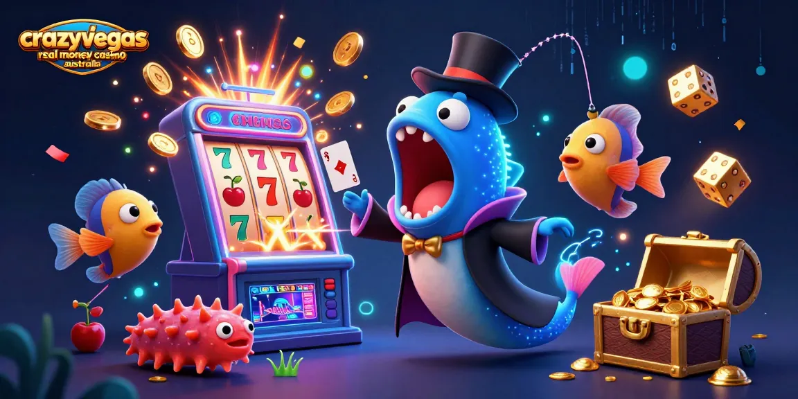 Experience the magic of crazyvegas real money casino australia with a vibrant 3D casino scene.