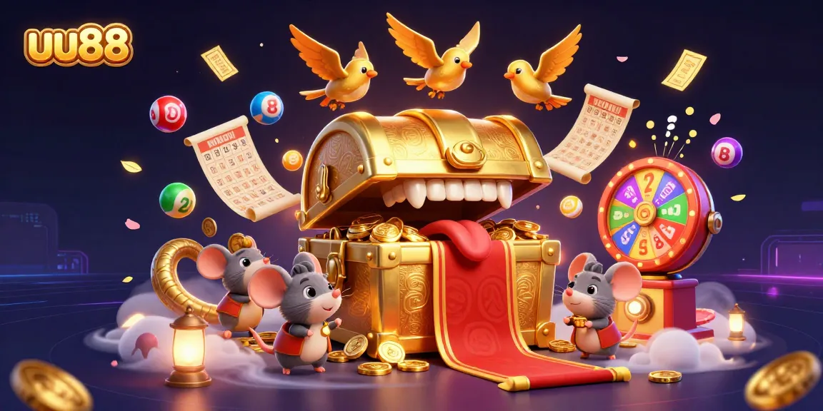 Experience the excitement of uu88 with dynamic gaming elements and vibrant lottery visuals in an engaging illustration.
