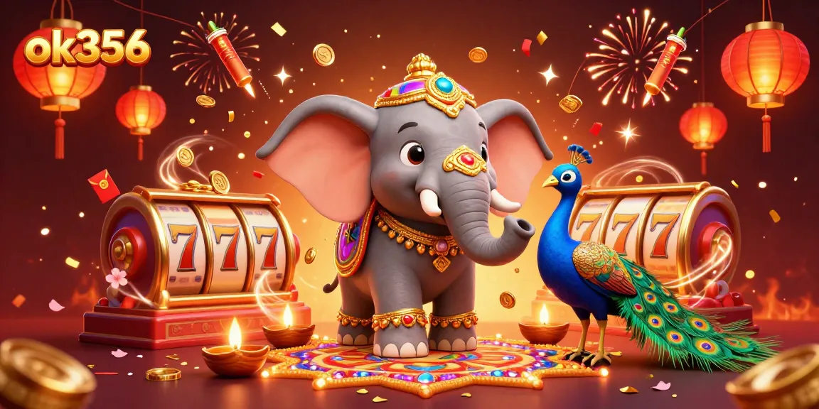 Experience the excitement of ok356 casino gaming with vibrant symbols and festive decorations.