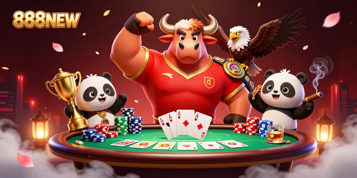 Win big with the exciting 888NEW casino scene featuring colorful poker elements.