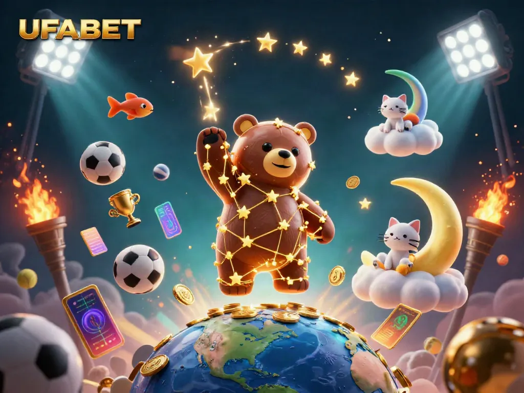 Experience thrilling sports betting action with UFABET's vibrant, dynamic illustration.