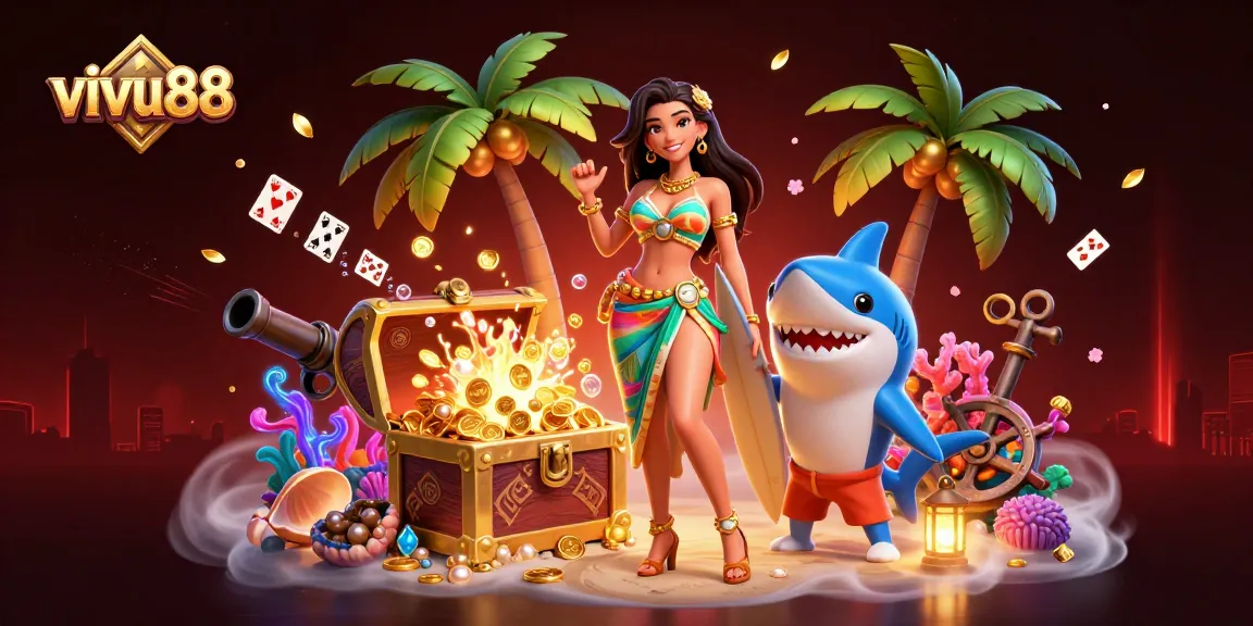 Levelling up your gaming at vivu88 with a vibrant ocean theme, featuring unique treasures and rewards.
