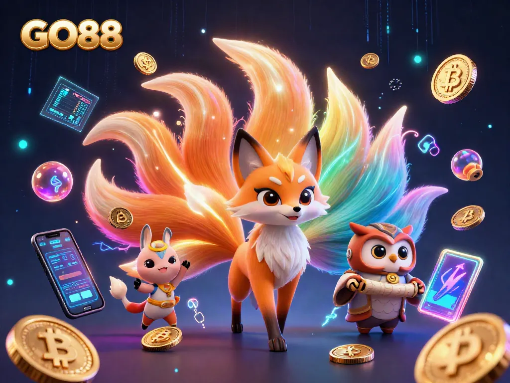 Experience winning strategies with GO88 in this dynamic digital casino illustration.