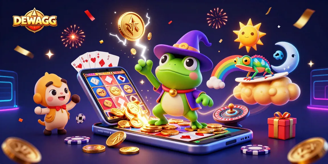Experience the thrill of winning with DEWAGG as golden coins rain down in a vibrant casino scene.