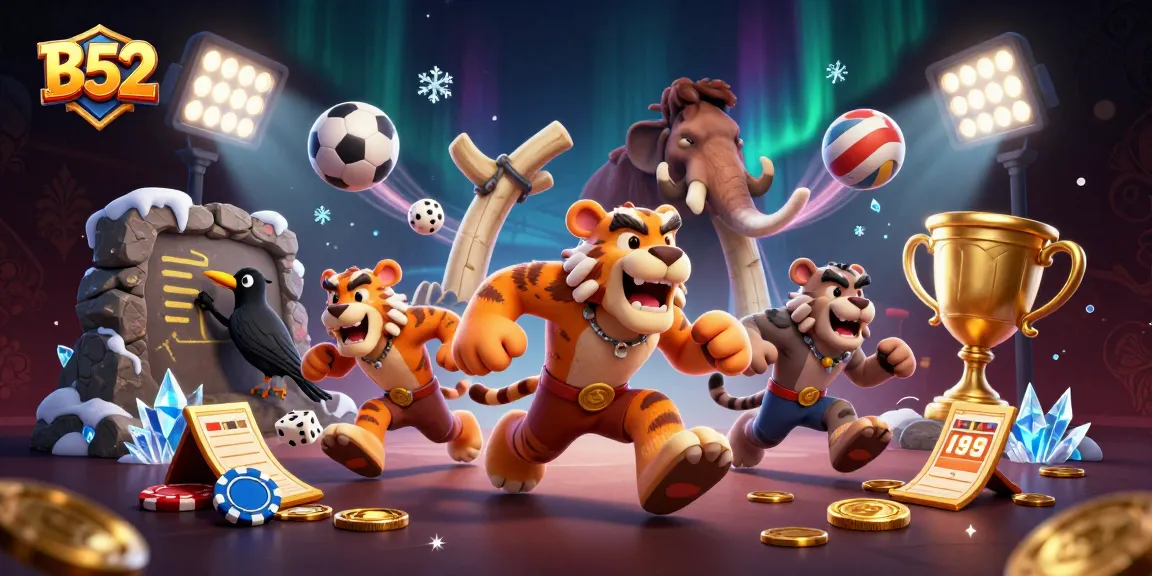 B52 delivers thrilling action with a caveman duo and sabertooth in a prehistoric casino adventure, betting and winning.