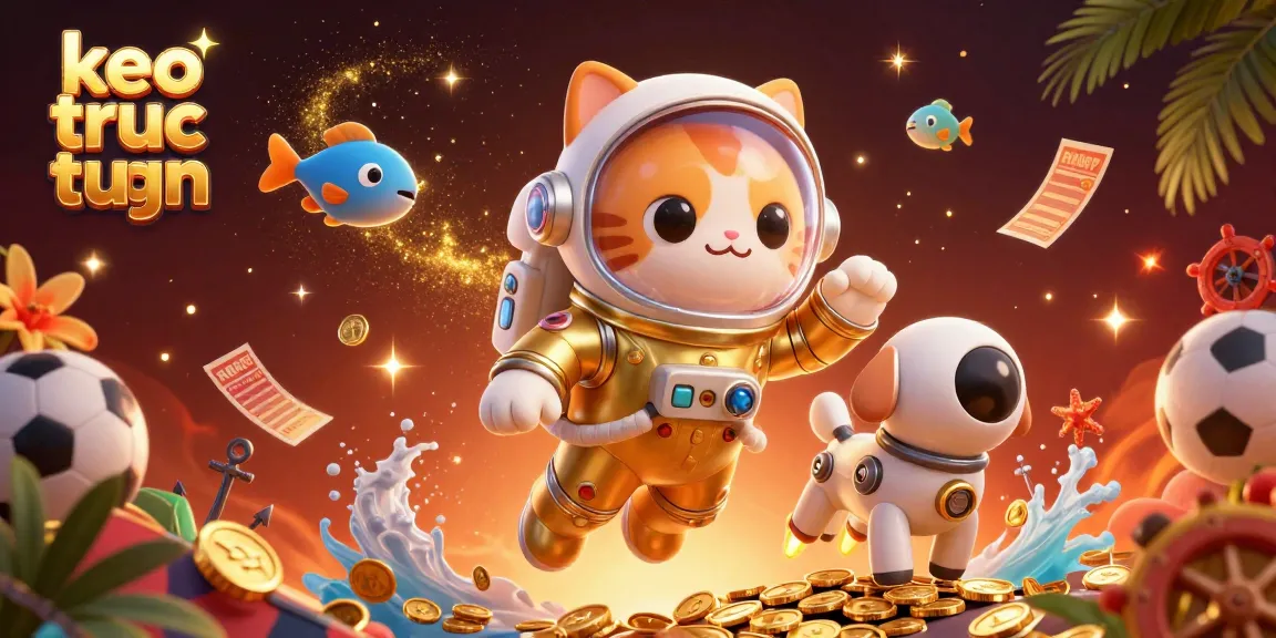 Engage with keo truc tuyen and bet dynamically as the astronaut cat and robot dog explore a vibrant sports-themed nebula.