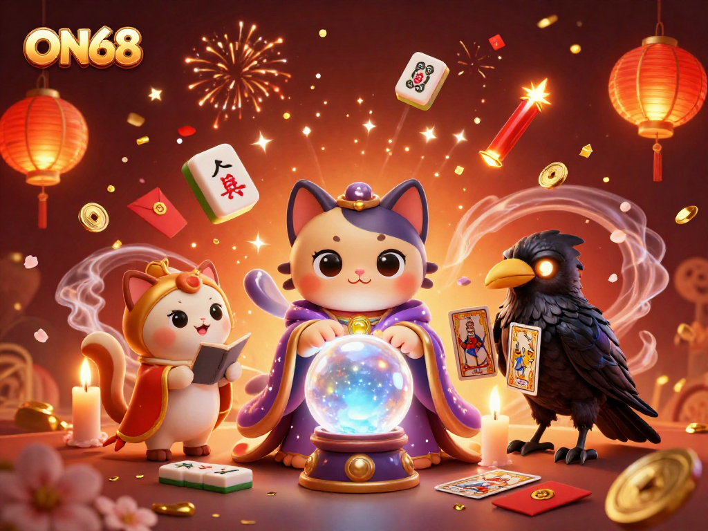 Experience the excitement of ON68 with dynamic gaming elements and vibrant characters in a detailed casino scene.