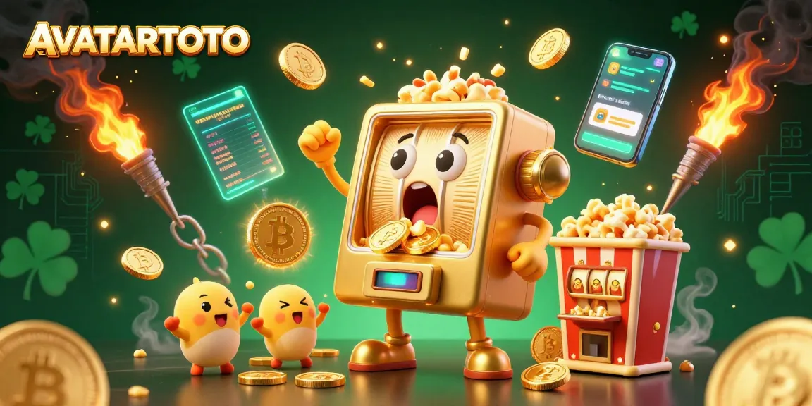 Play slot games at AVATARTOTO with exciting jackpots, glowing coins, and fun characters.
