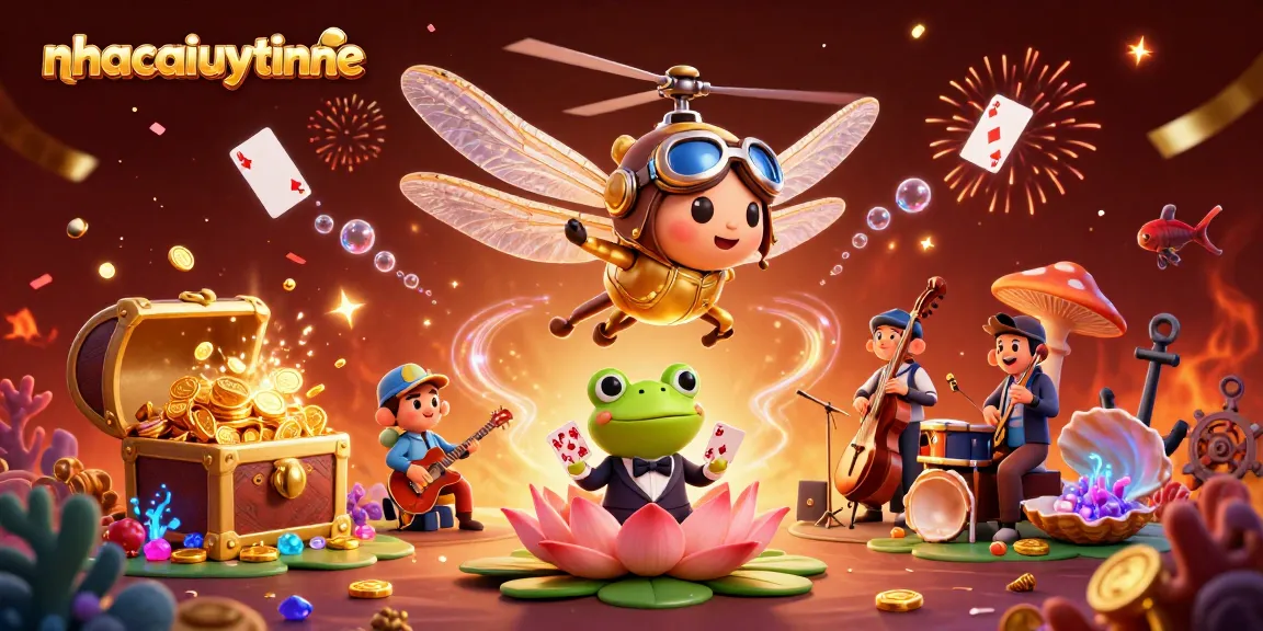 Experience the thrill of nhacaiuytinne with a dynamic casino scene featuring a frog dealer and exciting game elements.