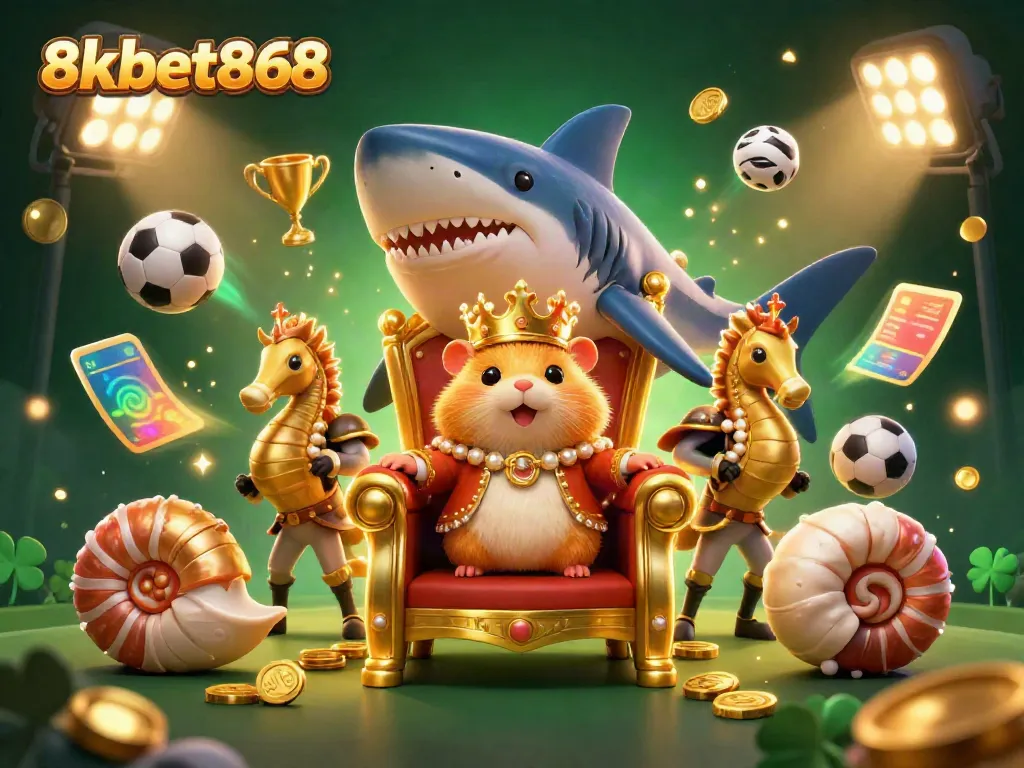 Experience thrilling sports betting action with 8xbet868 in a vibrant 3D underwater scene.