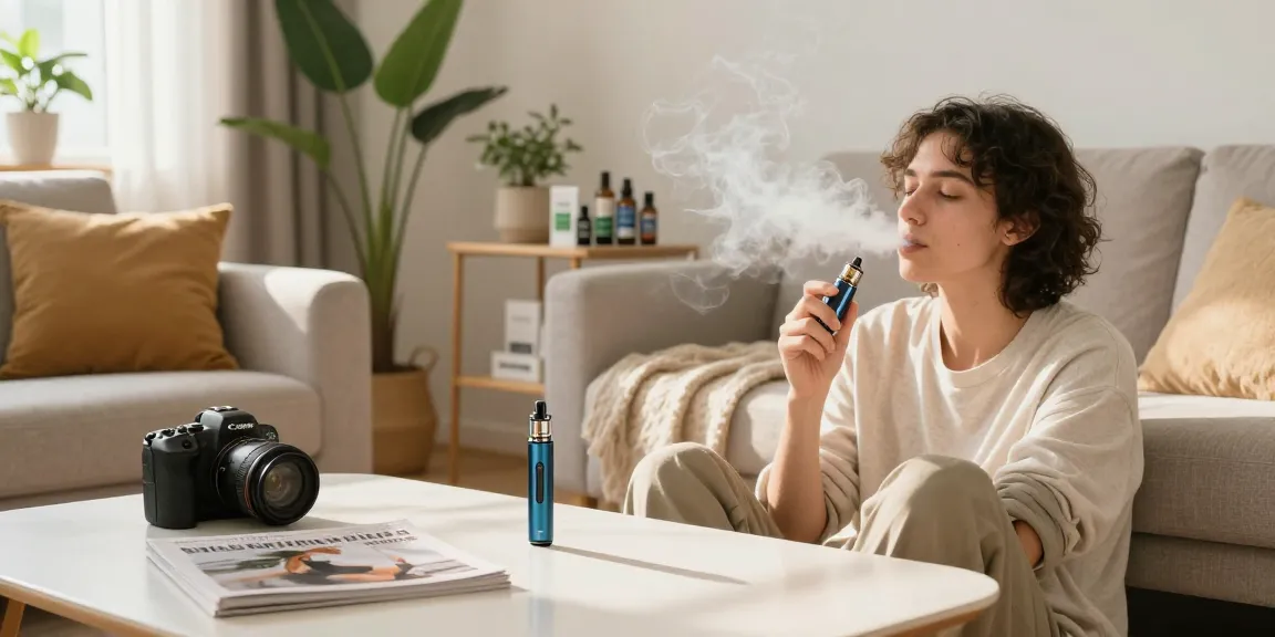 How To Vape for wellness with premium CBD products and a sleek vape device in a serene natural environment.