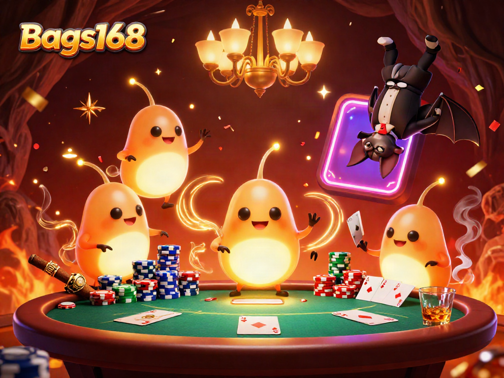 Experience the vibrant energy of bags168 casino with glowworms lighting up the poker table.