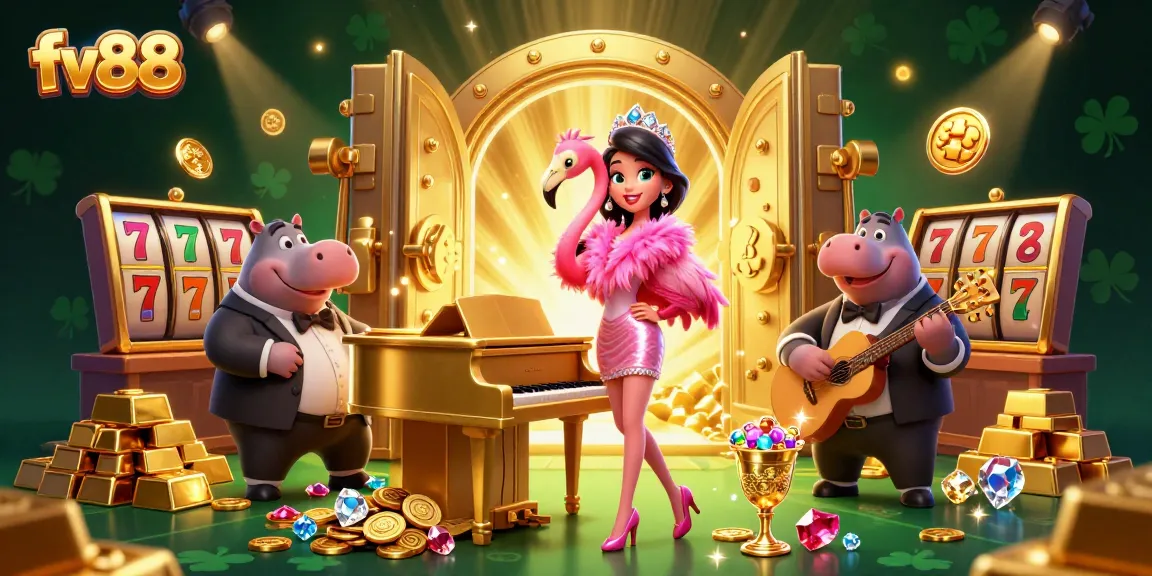Engage with extravagant gaming at fv88, featuring vibrant casino characters and jackpot elements.