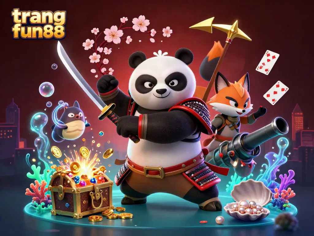 Experience the excitement of trang fun88 as the fierce samurai panda battles for treasures in an enchanting 3D casino world.