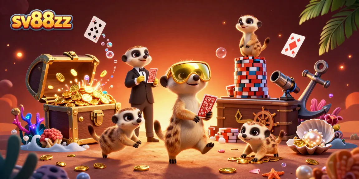 Join the lively meerkats at sv88zz as they deal winning hands in an enchanting casino.