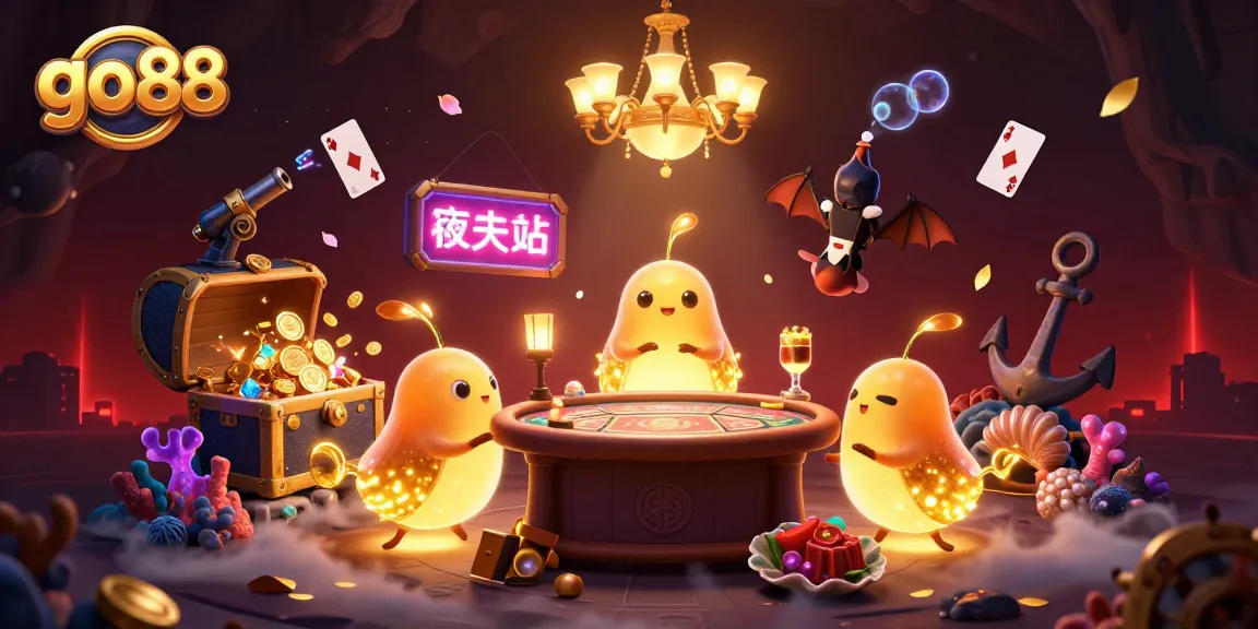 Experience the thrilling ambiance of go88 with glowing glowworms illuminating a vibrant casino scene.