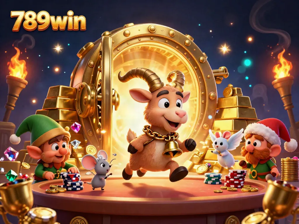 Experience thrilling wins and excitement at 789win casino with captivating characters and rich gold décor.