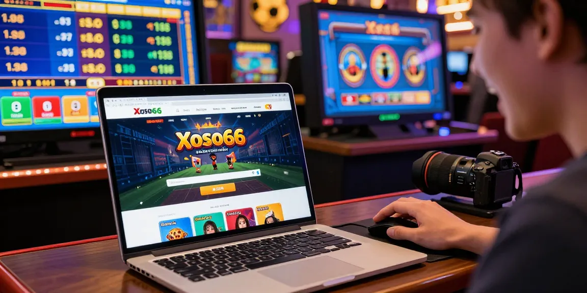 Xoso66 user engaging with lottery and casino games on a vibrant online platform.